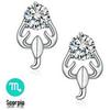 Wei Hua Retro Zodiac Silver-Plated Zircon Stud Earrings for Women