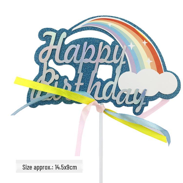 Happy Birthday Rainbow Cake Toppers: Stars, Clouds & Balloons