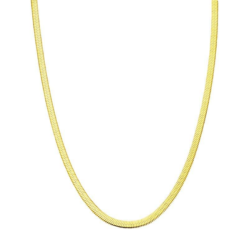Goldene Schlüsselbein Kette Flache Schlangenknochen Halskette für Damen, 18 Karat Vergoldet, Schlicht und Elegant, mit Ein Raffiniertes Gefühl
