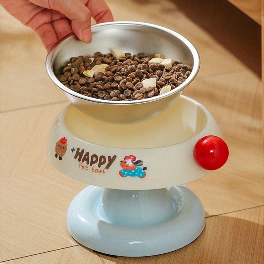 Anti Slip Pet High Footed Bowl Cartoon Cat Bowl Multifunction Cat Food Water Bowl  Home
