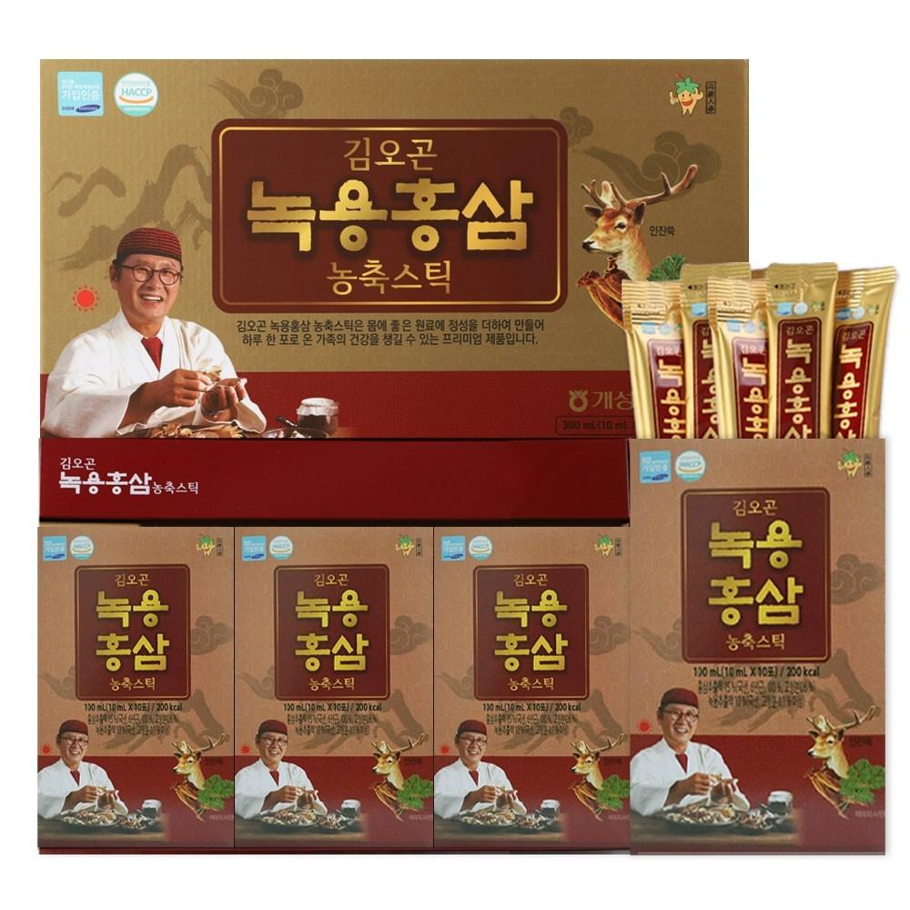 Kim O-gon Deer Antler Red Ginseng Sticks 30 packs + Concentrated Test takers Elderly parents Lunar New Year set, 300ml, 1 box