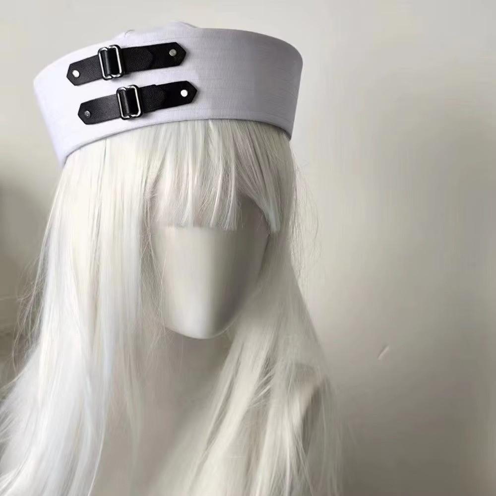 Chain Sweet Captain Hat Y2K Black Cosplay Sailor Hat Leather Buckle Sailor Hat Festival Wear
