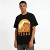 Texas Western Horse Print Vintage Casual Short Sleeve T-Shirt Pure Cotton T-shirt