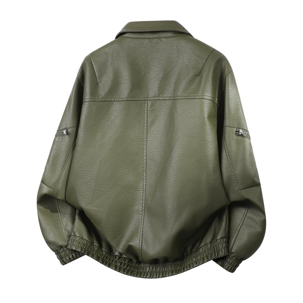Autumn And Winter Men's Motorcycle Suit Simple And Versatile Leather Jacket Loose Leather Jacket