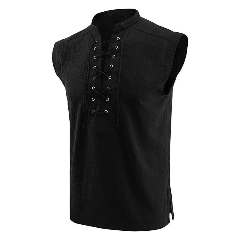 Amazon Medieval Viking Sleeveless Shirt Gothic Victorian Men's Loose Top T-Shirt