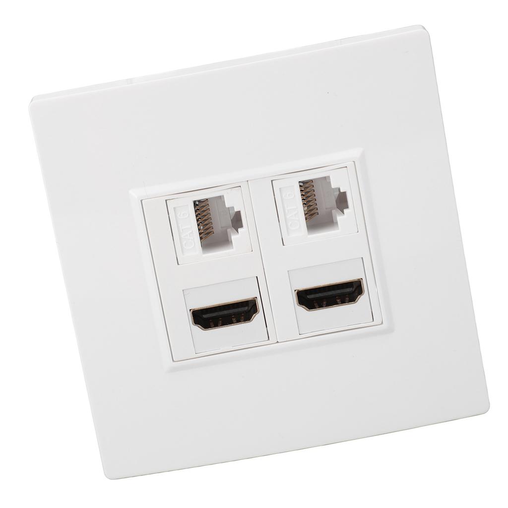 Cat6 HD Multimedia Interface Wandplatte Gigabit 4K HD Kabel 4 Port Ethernet Wandplatte für Computer Fernseher Festplatten