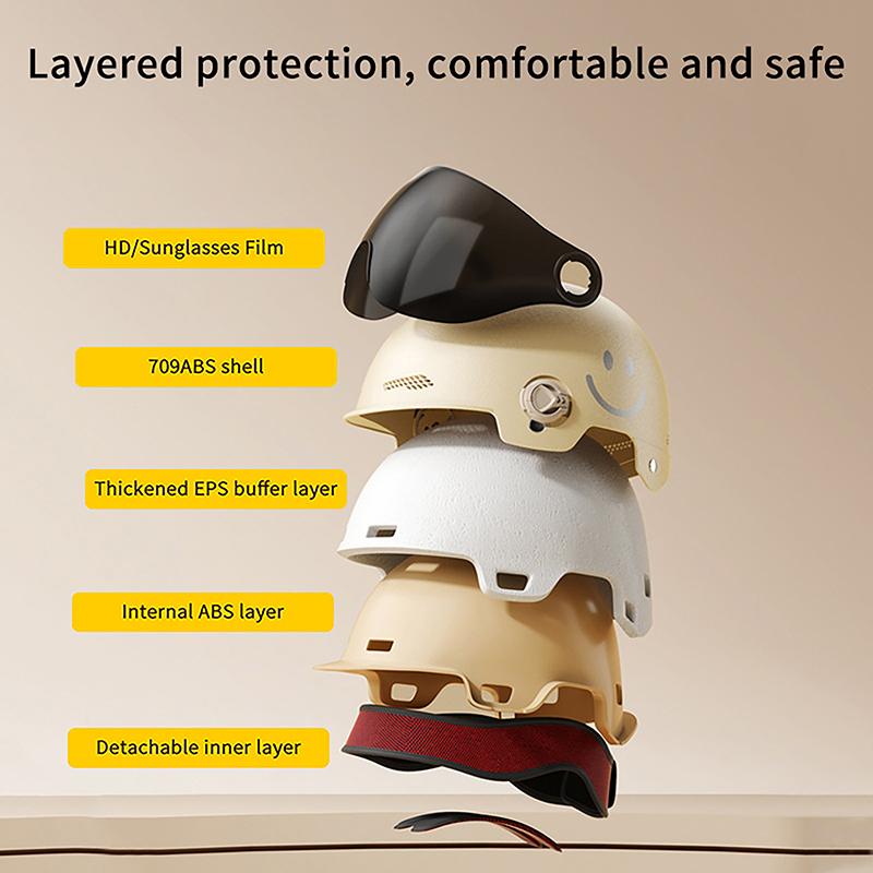 1 Piece Battery Motorcycle Summer Universal Four-Season Sun Protection Safety Helmet Half Helmet Electric Car Women'S Helmet