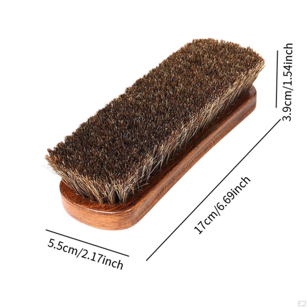 Horsehair Shoe Polish Brush Leather Long Bristles Comfortable Grip Furniture Polishing