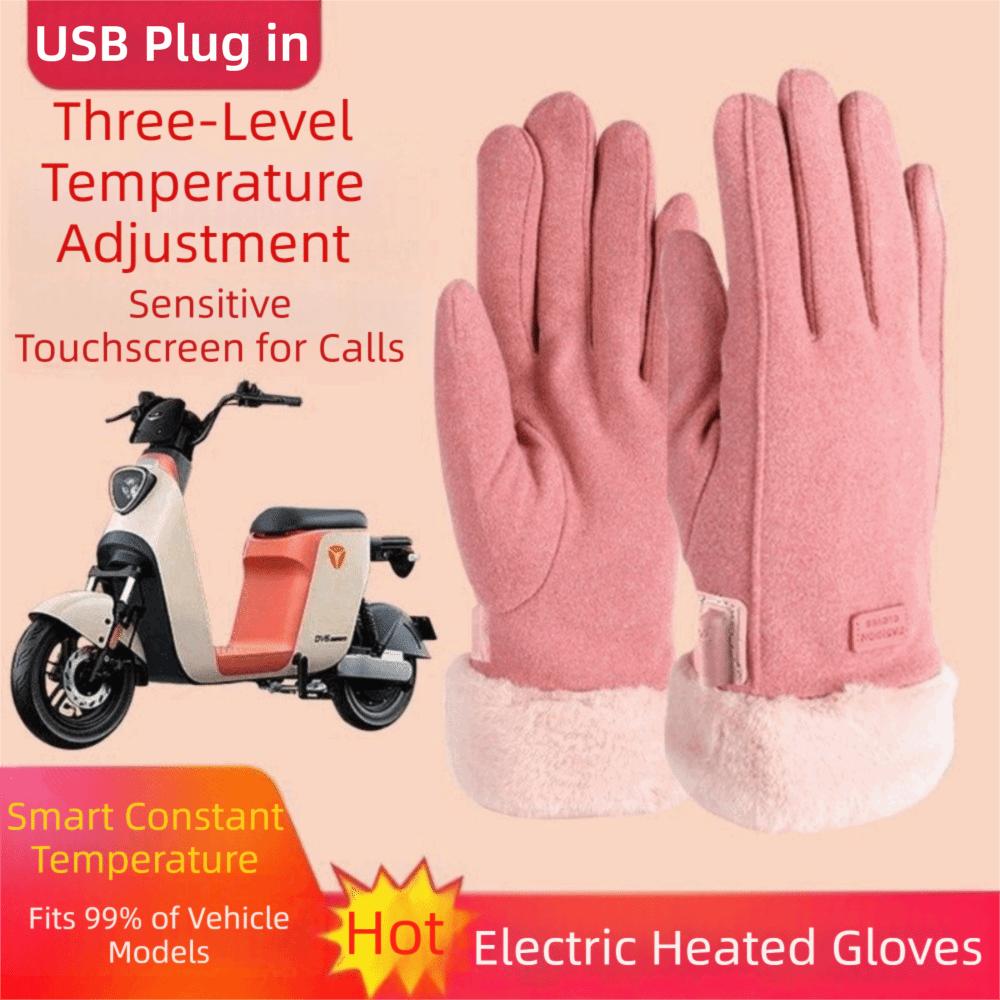 USB Heated Gloves Full Finger Electric Heated Gloves Heating Thermal Mitten  Riding