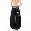 Unisex Vintage Letter Print Wide Leg Jeans Loose Fit Hip Hop Style Straight Cut Denim Pants Fall
