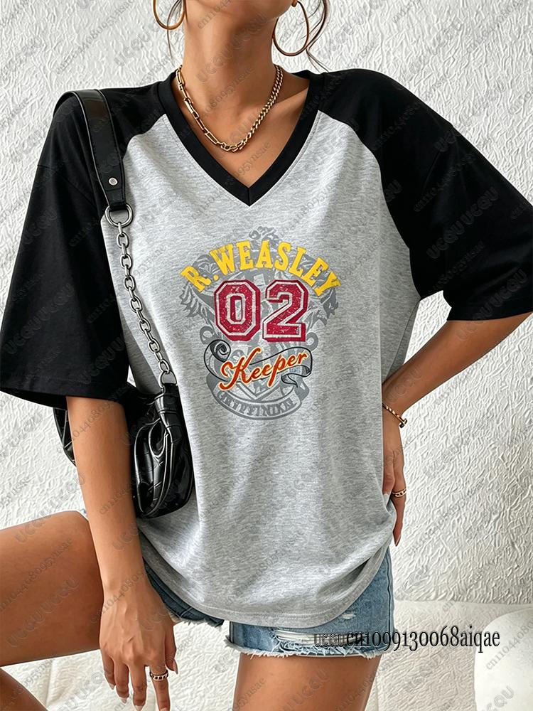 Summer Cartoon Harry Potter Print T-shirts For Women Casual Sports Football Jerseys Couple Street Tees Cosplay Clothing Y2K Tops