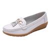 Spring Mother Shoes Single Shoes Hair Women Flat Bottom Women Doudou Flat Heel Leather Shoes Large Size Women'S Shoes