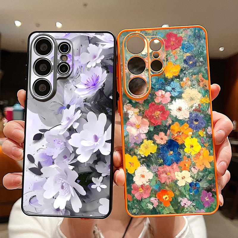 INS Watercolor Flower Magnetic Case For Samsung S26 Ultra S25 Edge S24 FE S23 S22 Plus A54 A15 A35 A55 A16 A36 A56 A17 A37 A57 5G Matte Cover