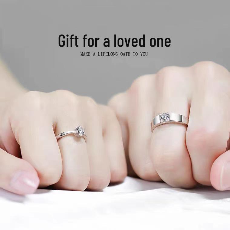 

Регульовані заручальні каблучки для пари - Імітований муасаніт для чоловіків та жінок