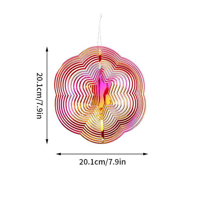 Gradient Wind Spinner Catcher 3D Rotating Wind Chimes Suncatcher Anti-Bird Hanging Wind Chimes Bird Repeller Garden Yard Decor