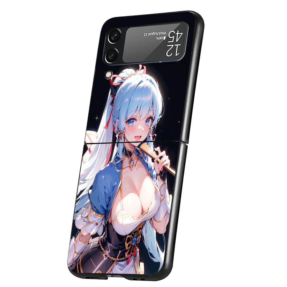 

Чехол для телефона Genshin Impact Kamisato Ayaka для Samsung Galaxy Z Flip 7 6 5 4 3 5G Flip7 Flip6 Flip5 Flip4 Flip3 Черный Fundas Samsung Z Flip 7