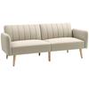 Scandinavian Design 2 Seater Convertible Sofa Reclining Backrest 3 Positions Wooden Legs Linen Look Fabric Beige