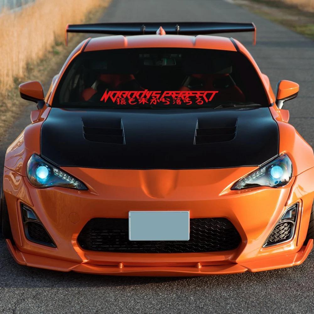 Nobody's Perfect JDM Slogan Car Windshield Banner Stickers Automobile Windscreen Vinyl Decal Car Styling Decoration Accessories