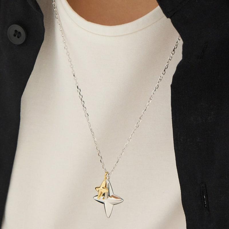 hyeres-lor Nova Silver (C) Double Tag Long Necklace HL1N52113C9700