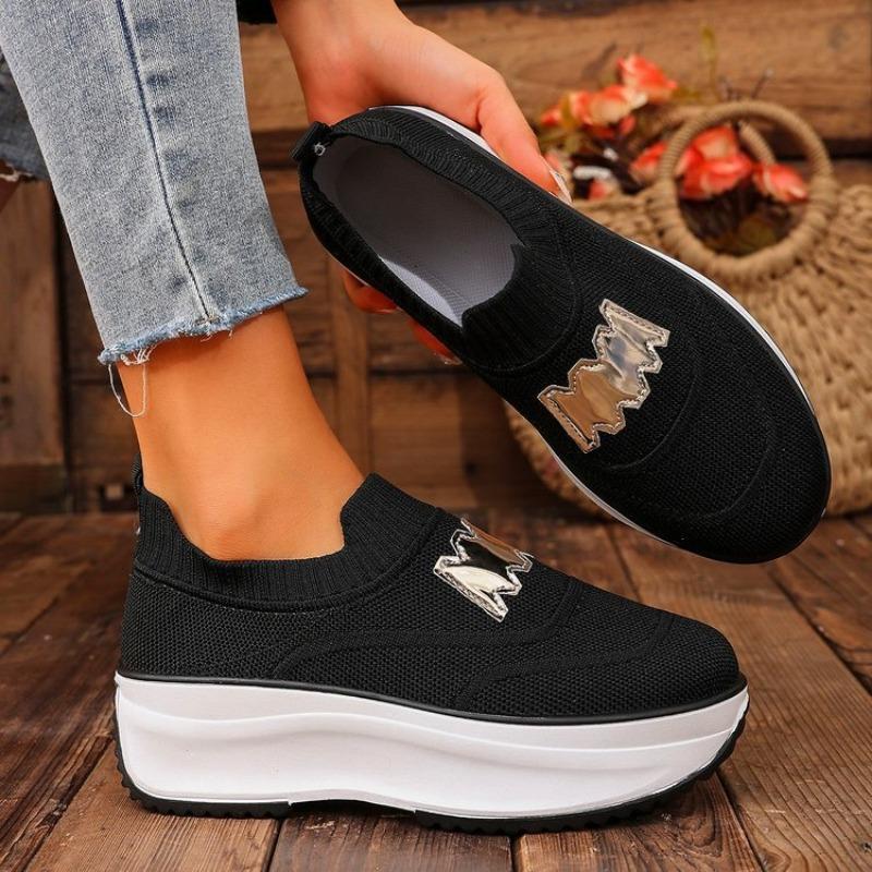 Large size fly-woven casual single shoes for women's spring and summer new lightweight outer wear platform TEUM single shoes for women