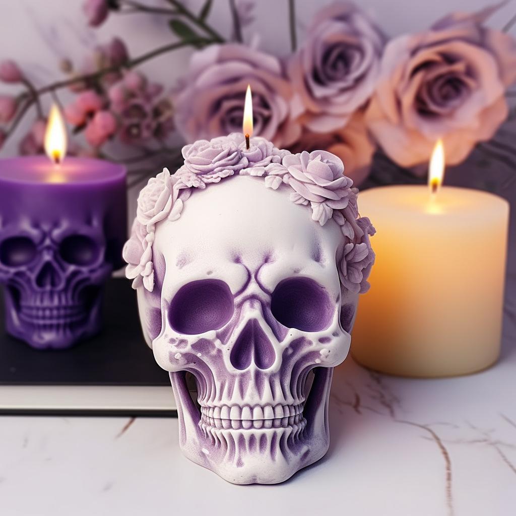 Nuova Stampo in Silicone a Forma di Teschio con Fiore 3D Stampo in Silicone a Forma di Teschio con Testa di Rosa in Resina Stampo in Silicone per Teschio in Calcestruzzo e Gesso