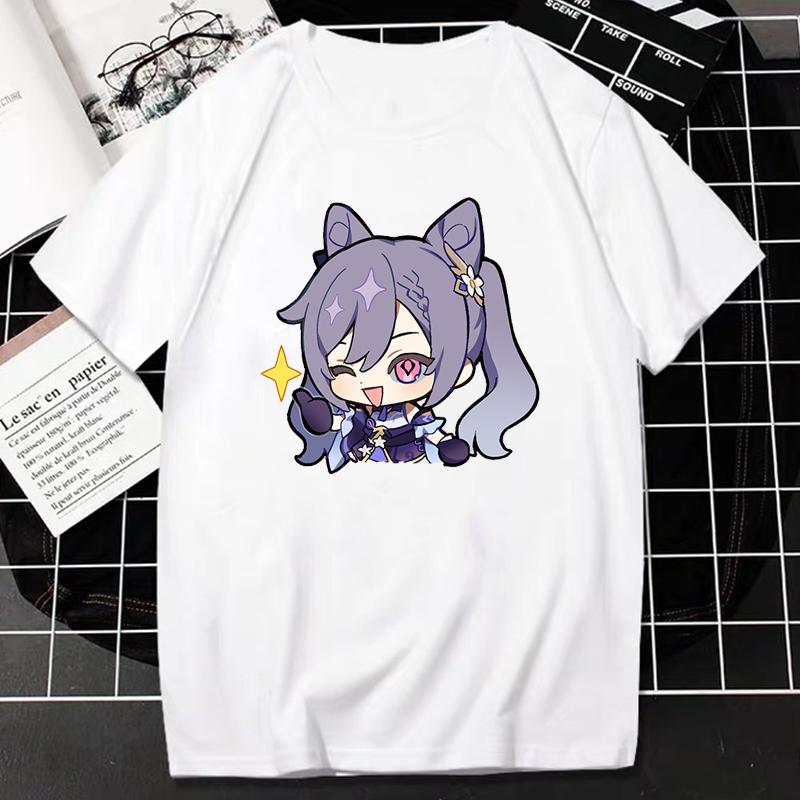 Camiseta Genshin Impact Kawaii Paimon Dibujos Animados Tops Gráficos Mujer Hombre Lindos Anime Streetwear Estética Harajuku Camiseta Ropa Mujer