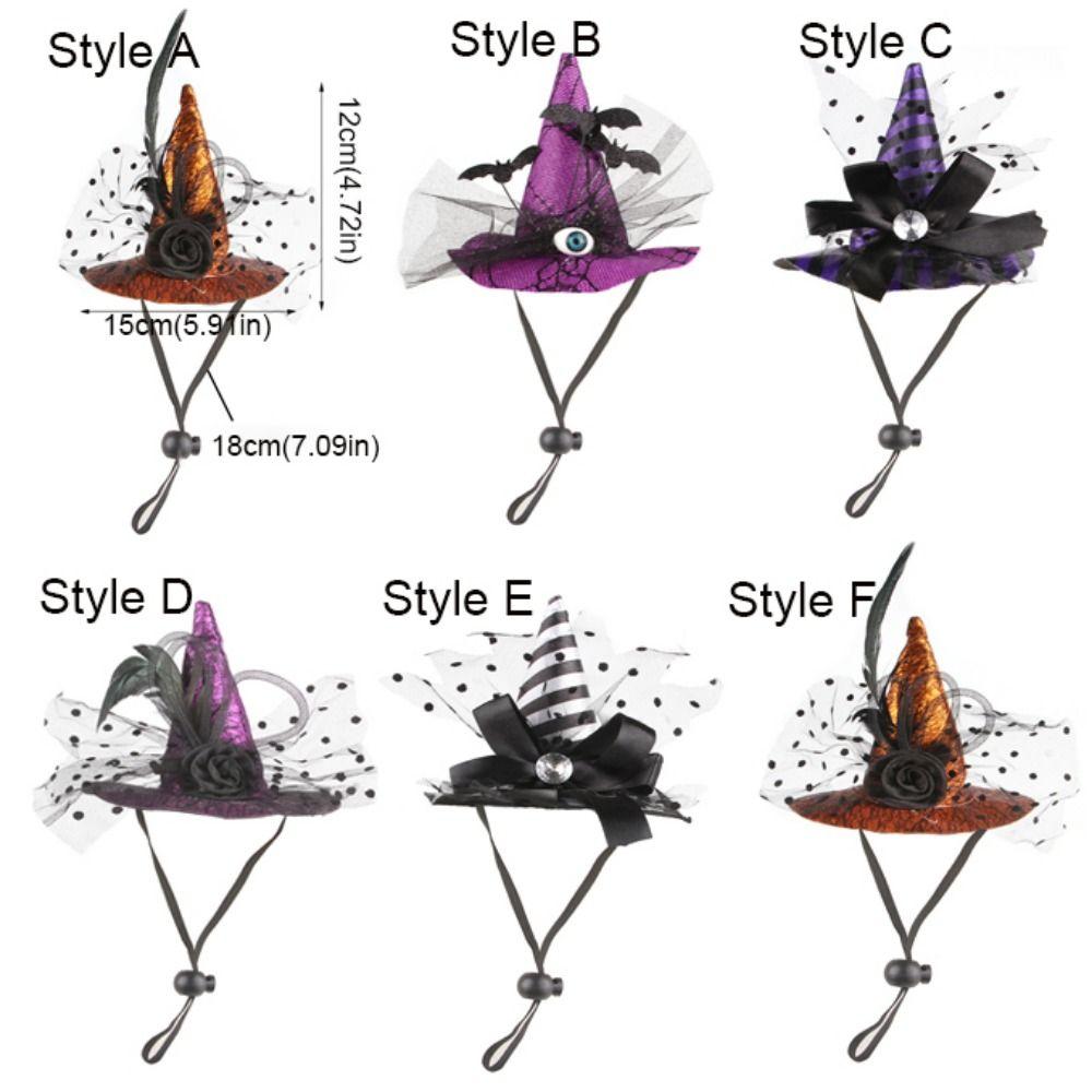 Decorative Pet Witch Hat Stripe Dog Bat Hat Pet Accessories Cat Cosplay Hat  for Photograph
