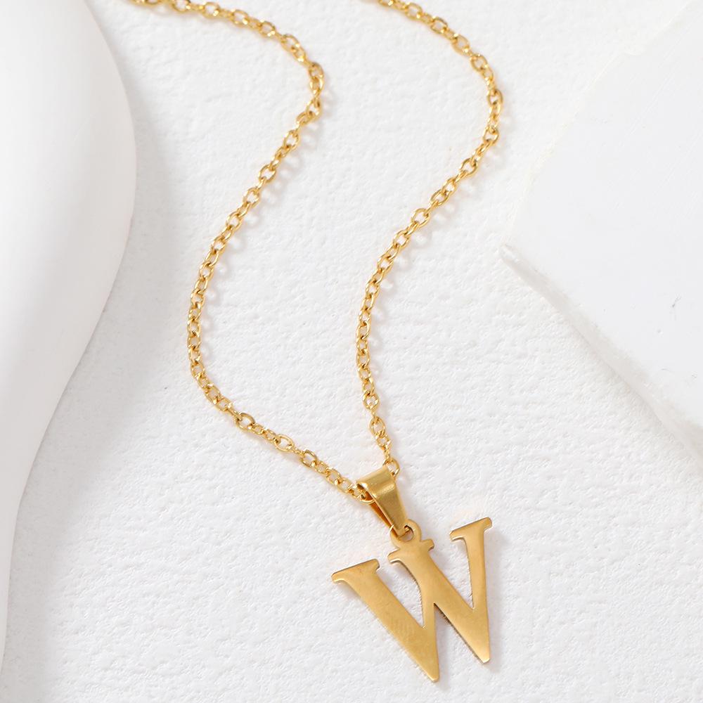 Polished Stainless Steel Alphabet Necklace - Women's Daily Wear Clavicle Chain