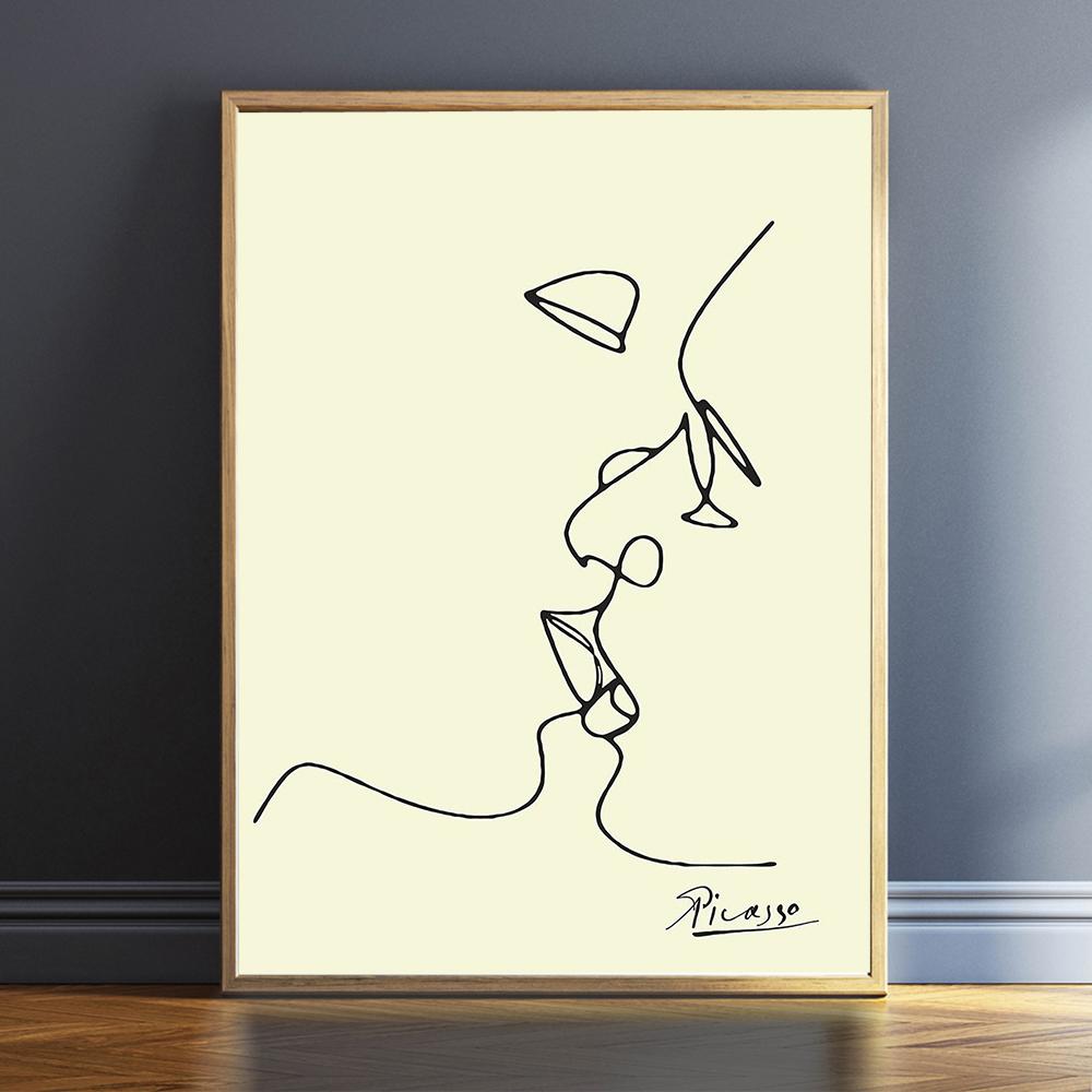 Picasso Kiss Abstract Figures Poster Blending In Face Wall Art Picture Prints Canvas Painting Living Room Decoration Home Decor