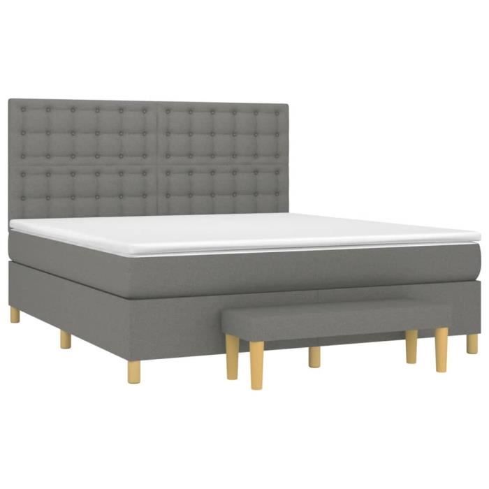 VidaXL Divan Bed with Mattress Dark Grey 180x200cm Fabric - Model 3137494
