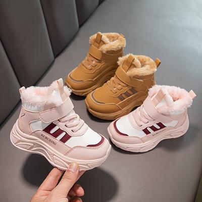 Kinder Mid-Top Freizeit-Sneakers Kunstfellbesatz Einfarbig Stoffobermaterial Futter Einlegesohle PVC-Sohle Klettverschluss Jungen Mädchen Alter Unter