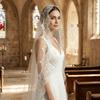 2M Long Bridal Headscarf Lace Edge Muslin Head Covering Elegant Wedding Veil  Cathedral Wedding