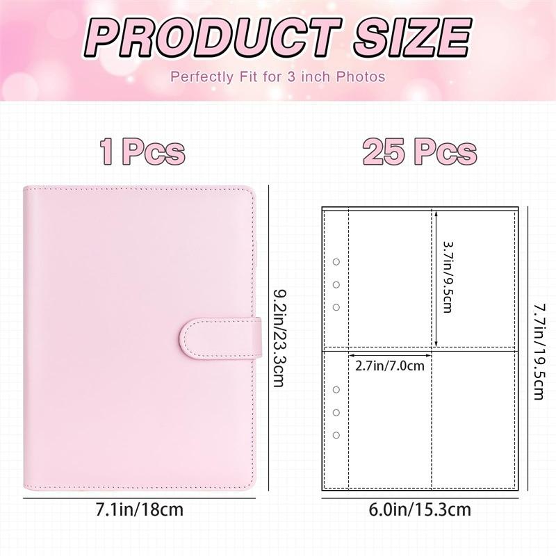 A5 Kpop Photocard Binder with 25 pages 4-Pocket Card Collector Album with 200 Card Slots PU Leather Cover Organizing Cards