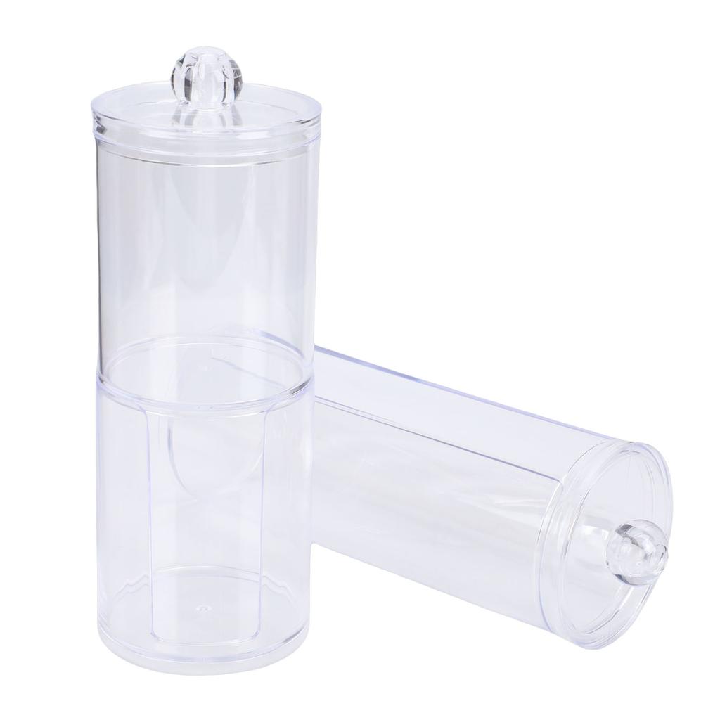 Acrylic Cotton Rounds Holder Set Stackable Clear Qtip Dispenser Makeup Remover Pad Organizer for Bathroom Vanity 2Pcs