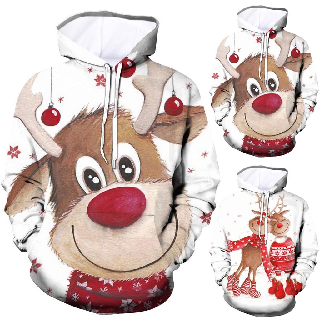 Fashion Womens Loose Print Hooded High Collar Pocket Long Sleeve Sweater With Fleece Top