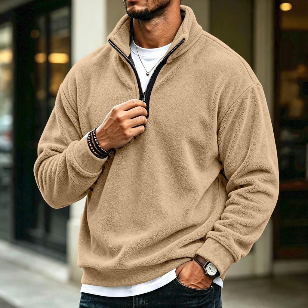 Men's Casual Quarter-Zip Long Sleeve Sweatshirt
