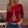 Women's Fashion Casual Three-quarter Sleeve Christmas Printed  Neck Top