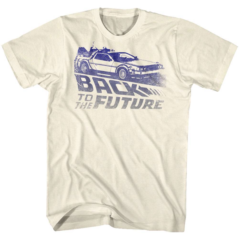 Back to The Future Faded Delorean Logo Men T Shirt Flying Car Time Machine Top XL