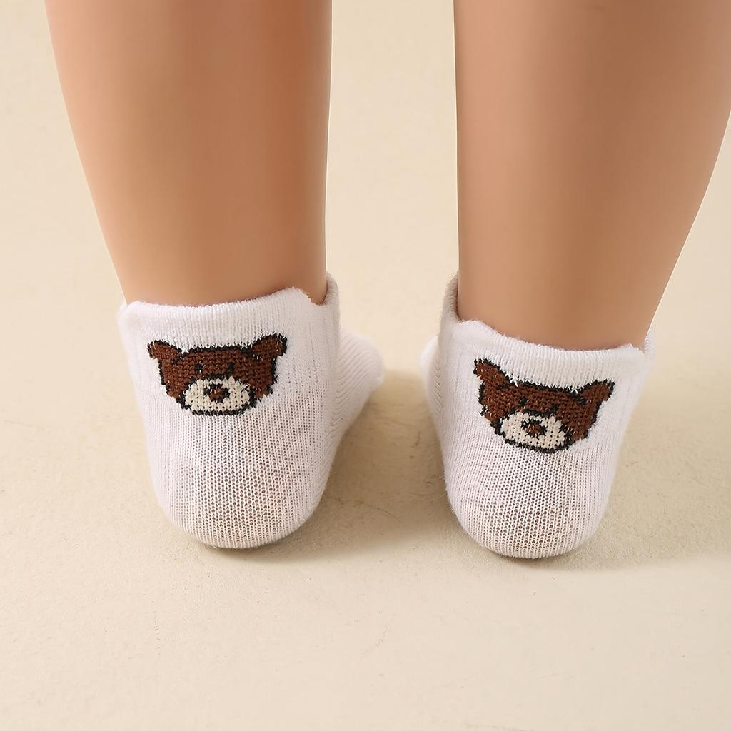10/5 PCS Cartoon Bear Head Socks, Children's Cute Classic Bear Middle Socks, Learning Step Socks, Versatile Breathable Children's Socks