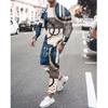 Men's Long Sleeve T-Shirts Sets Abstract Pattern 3D Print Sports T-Shirt Pants Suit Fashion Tracksuit 2-Piece Jogger Outfits