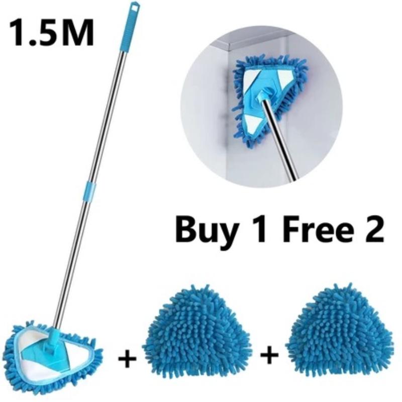 360° Rotating Triangle Cleaning Mop Extendable Long Handle Wet Dry Use for Ceiling Floor Wall Window