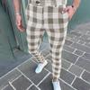 Men's Fashion Stretch Dress Pants Slim Fit Plaid Pants Business Suit Pants Casual Golf Pants