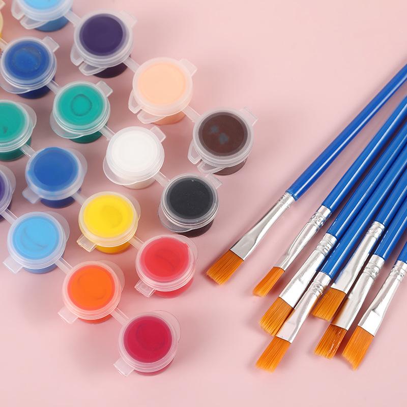 Acrylic Paint Set: 12 Colors, 2ml Each, 6-in-1 for Kids' DIY Art and Graffiti Projects.