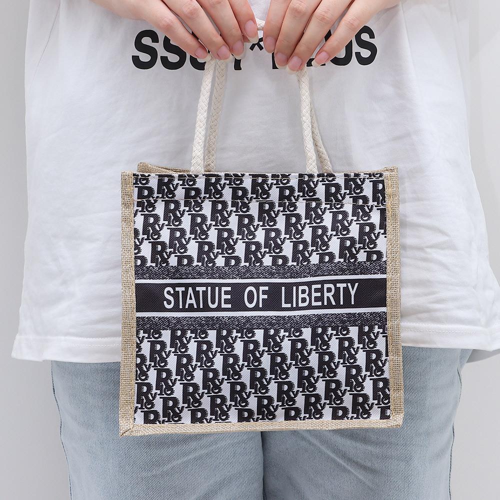 Portable Linen Tote Bag High-capacity Shopping Bag Hot Sale Versatile Handbag  Beach