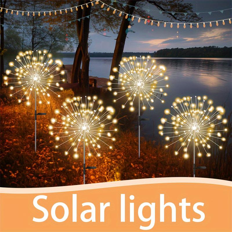 New 200 Bulbs LED Solar Ground Spike Lights Outdoor Waterproof Garden Decorative Lights Starry Sky Copper Wire String Lights