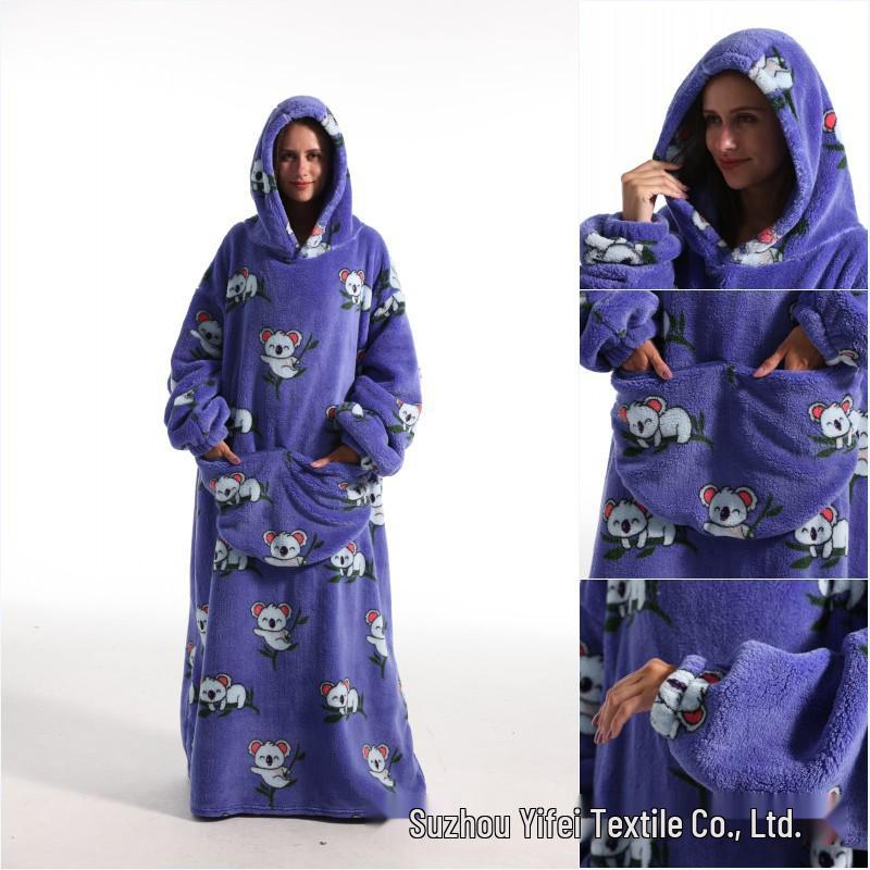 2023 Hooded Oversized Flannel Blanket Clothing for Men & Women – Extended Length for Warmth
