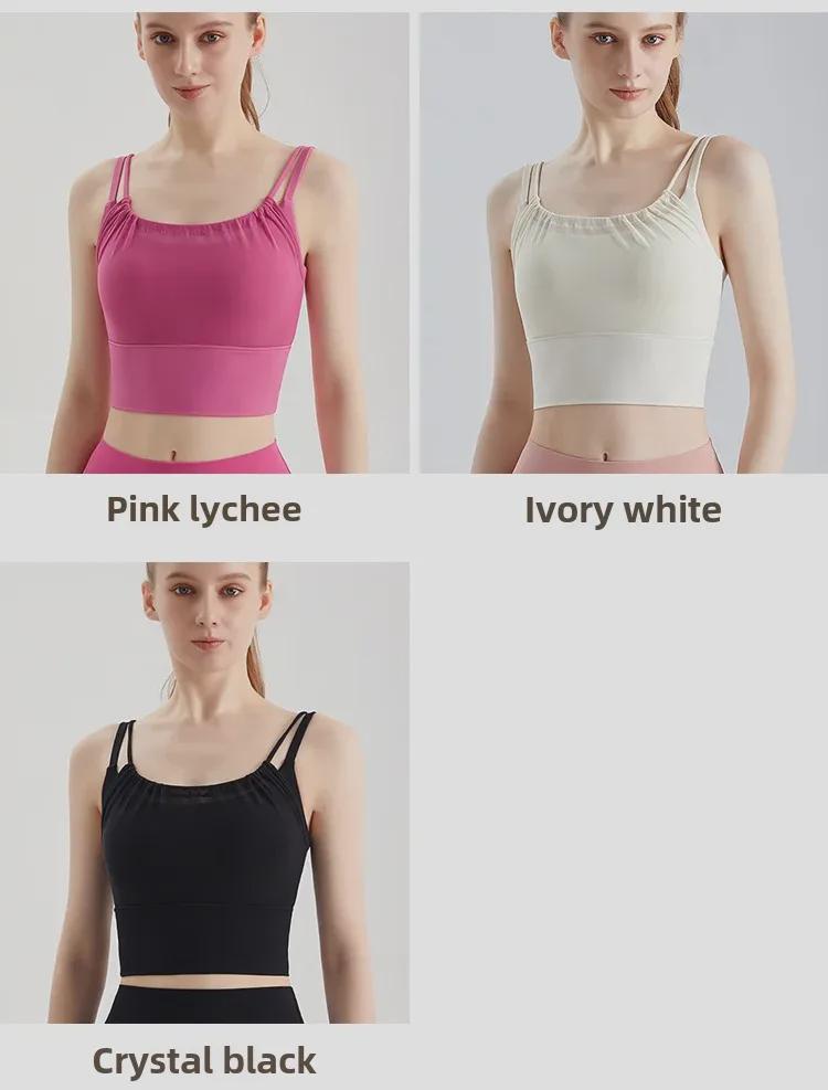 LAHN Women's Shockproof Sports Bra with Pleated Mesh Front for Running and Yoga