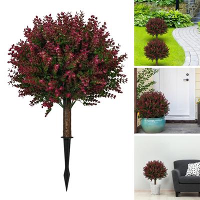 23" Umělá topiary koule Faux růže Zimostrázový strom s zemním hrotem UV odolný Falešný zelený keř Zimostrázový keř pro zahradní dekoraci verandy
