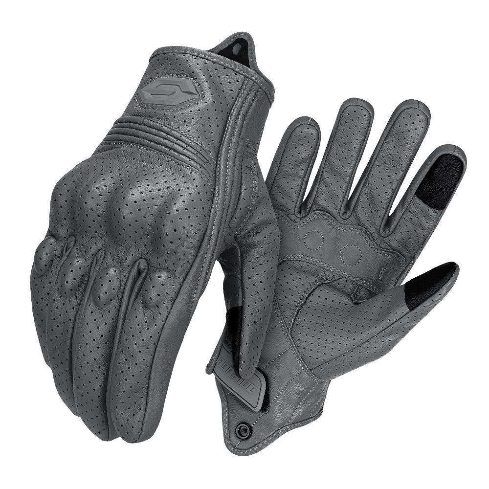 Genuine Leather Breathable Motorcycle Racing Gloves - Anti-Fall, Summer Riding Gear
