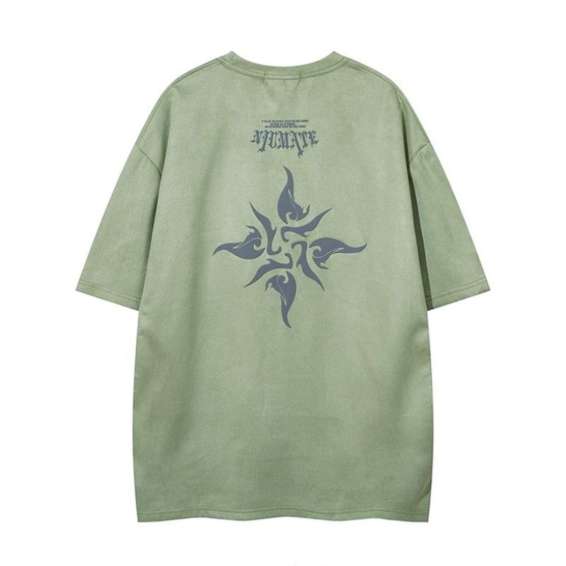 Cotton Short Sleeve t Men's T-shirt ins Trendy Hip-Hop Style Crew Neck Base Shirt Summer